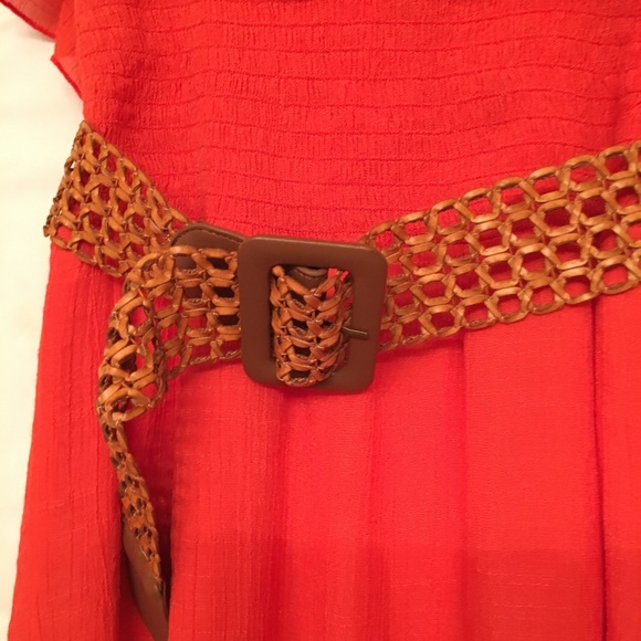 Dark Salmon color Strapless Ruffle Dress w/belt💐Host Pick💐 - Picture 7 of 8